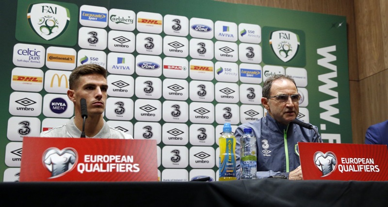 Republic of Ireland manager Martin O'Neill and Ciaran Clark during the press conference Action Images via Reuters / Lee Smith.