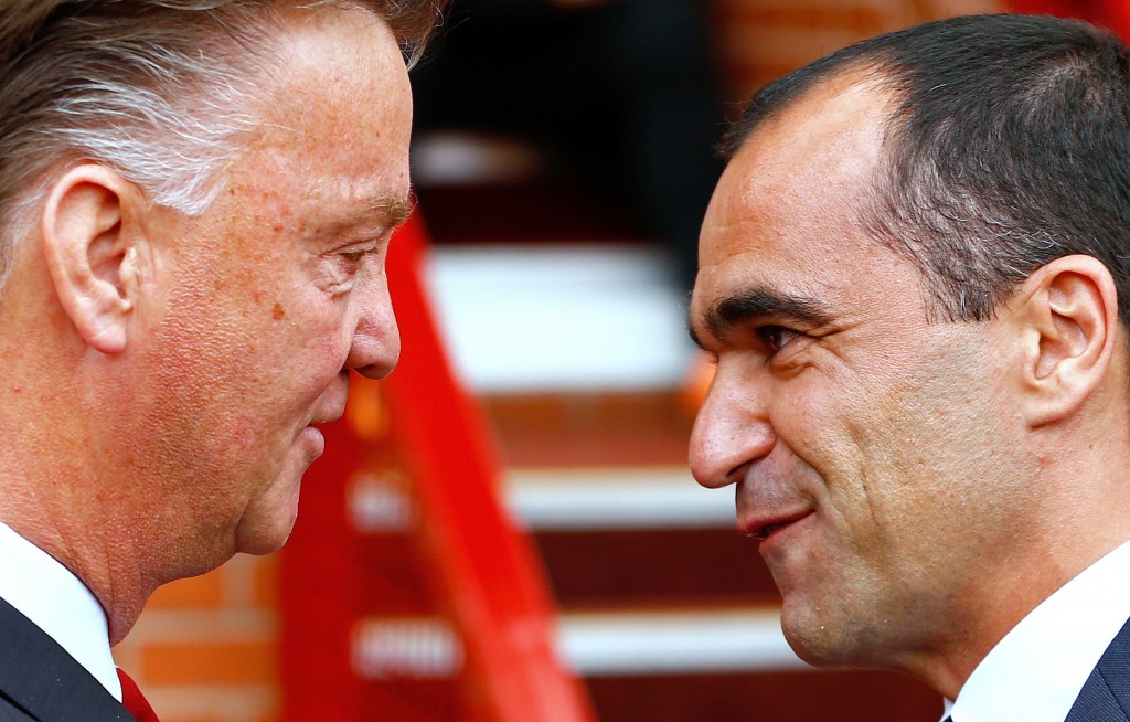 Manchester United's Louis van Gaal and Roberto Martinez of Everton go head-to-head at Wembley. Action Images