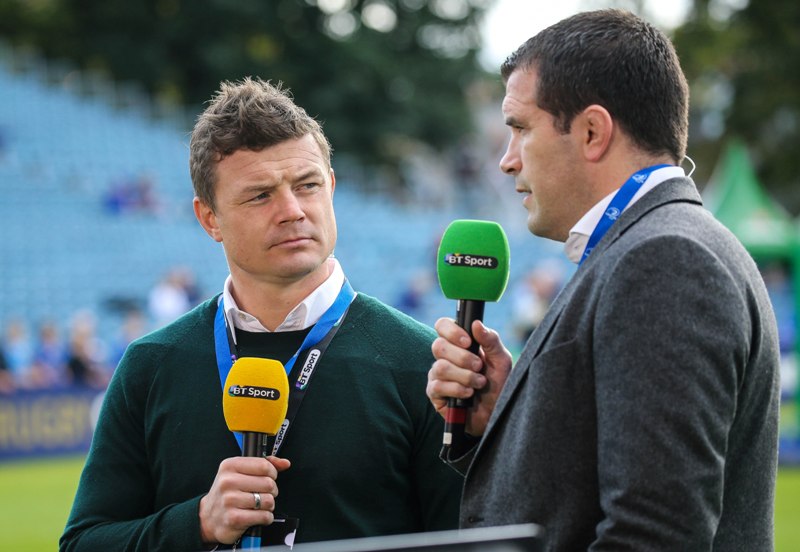 European Rugby Champions Cup Round 1, RDS Arena, Dublin 15/10/2016 Leinster vs Castres Olympique BT Sports pundits Brian O'Driscoll and Shane Jennings Mandatory Credit ©INPHO/Gary Carr