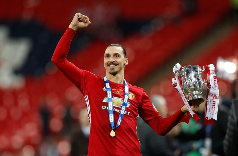 Britain Soccer Football - Southampton v Manchester United - EFL Cup Final - Wembley Stadium - 26/2/17 Manchester United's Zlatan Ibrahimovic celebrates with the trophy Reuters / Darren Staples Livepic EDITORIAL USE ONLY. No use with unauthorized audio, video, data, fixture lists, club/league logos or "live" services. Online in-match use limited to 45 images, no video emulation. No use in betting, games or single club/league/player publications. Please contact your account representative for further details.