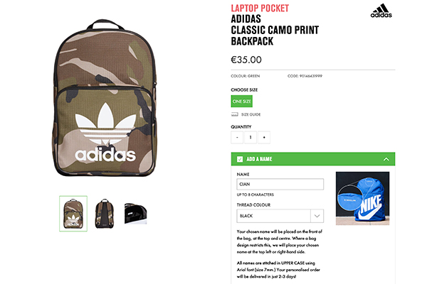 personalised adidas bag